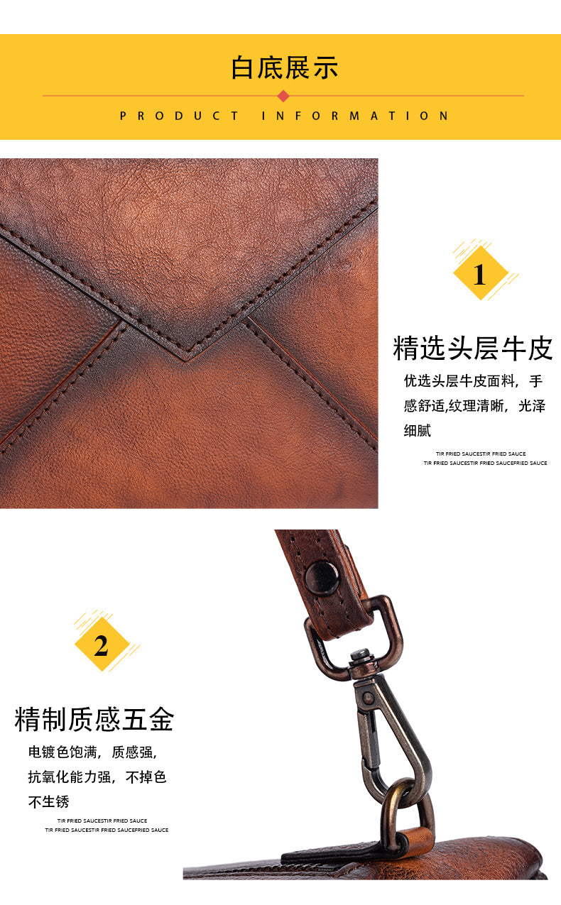 Men's Clutch Bag Genuine Cowhide Leather Casual Men's Handbag
