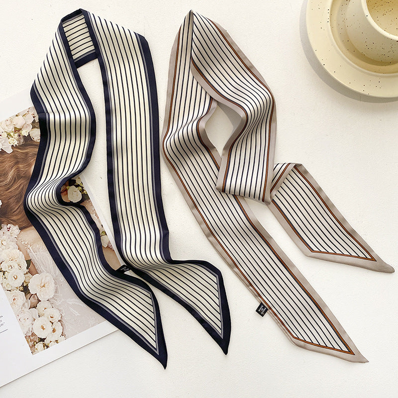 Scarf slim long striped double neckerchief fashion muffler temperament hood