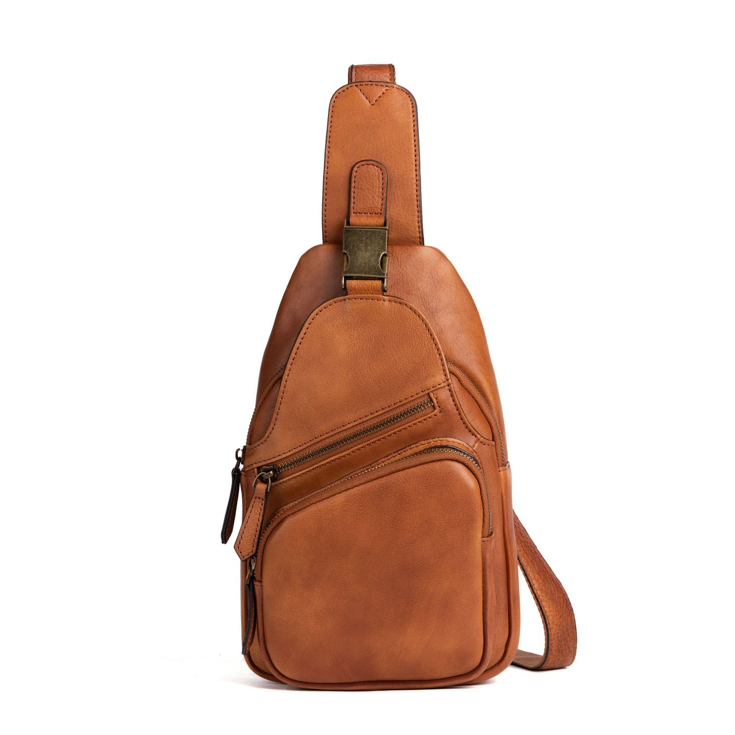 Men's bust bag Genuine cowhide leather retro crossbody bag for men