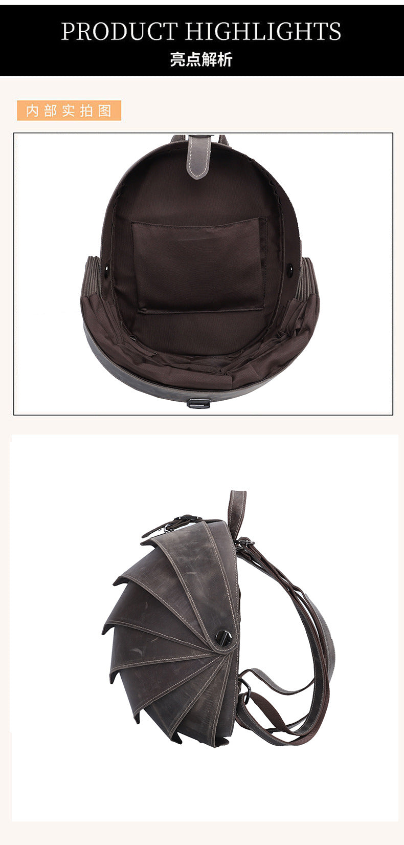 Men's Backpack Cowhide Genuine Leather Crazy Horse Personality Fashion Beatles Casual Men's Travel Bag