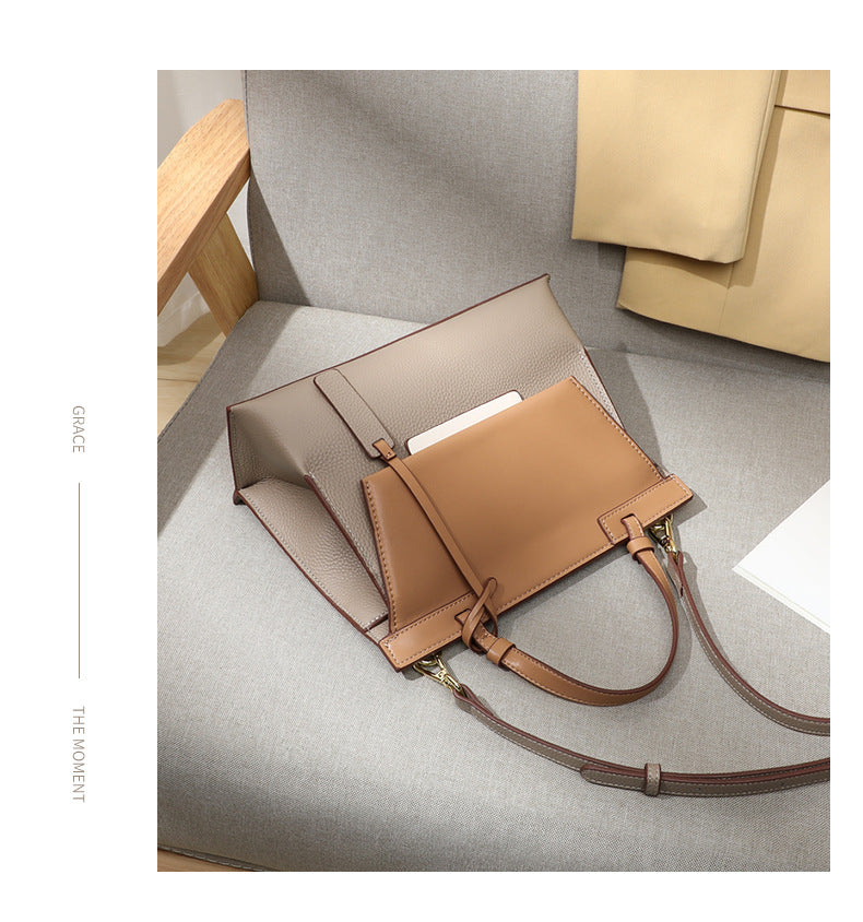 Genuine leather bag fashion large capacity crossbody bag ladies bag handbag simple elegant shoulder bag. pochette