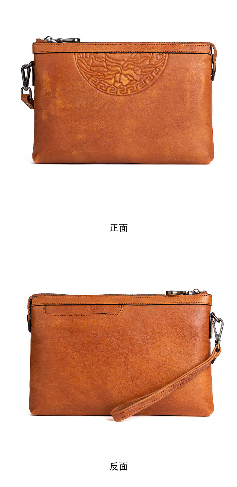 Men's Clutch Bag Genuine Cowhide Leather Retro Casual Men's Handbag
