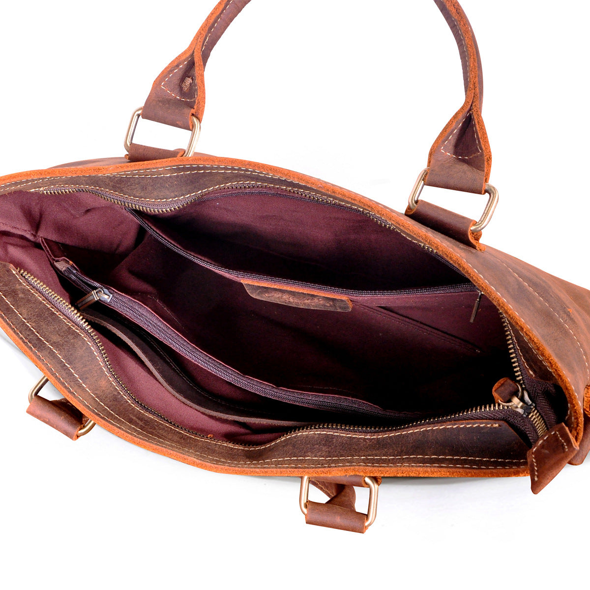 Men's Briefcase Handbag Cowhide Genuine Leather Retro Business Men Computer Bag