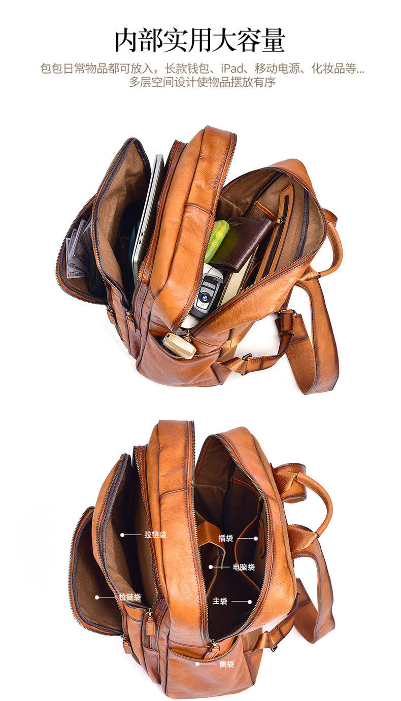 Men's backpack cowhide genuine leather fashion unique travel bag