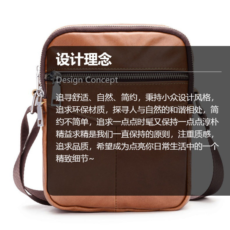 Men's Shoulder Bag Genuine Cowhide Leather Wear-resistant Casual Fashion Multifunctional Crossbody Bag for Men