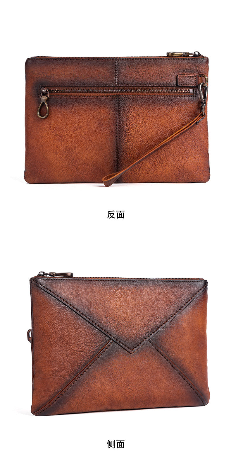 Men's Clutch Bag Genuine Cowhide Leather Casual Men's Handbag
