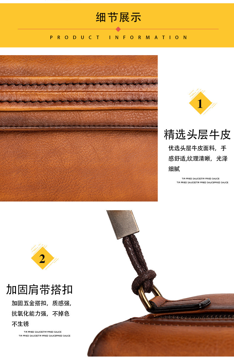 Men's Clutch Bag Genuine Cowhide Leather Retro Casual Men's Handbag