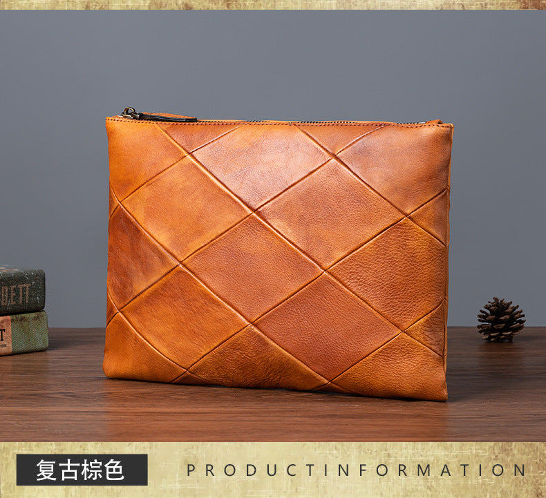 Men's Clutch Bag Cowhide Genuine Leather Casual Retro Male Handbag