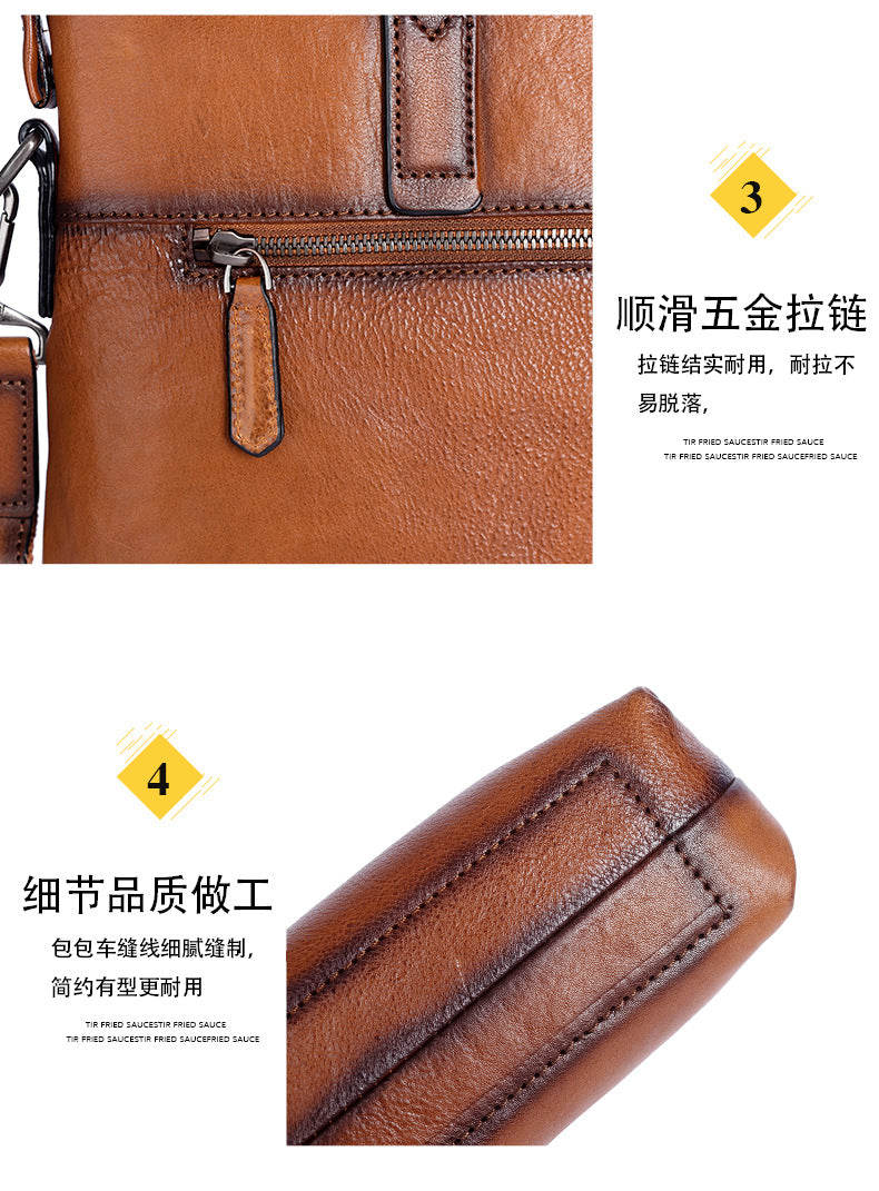 Men's Briefcase Cowhide Genuine Leather Casual Men's Handbag File Bag