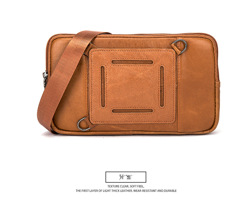 Men's Waist Pouch Cowhide Genuine Leather Retro Fashion Casual Outdoor Men's Bag