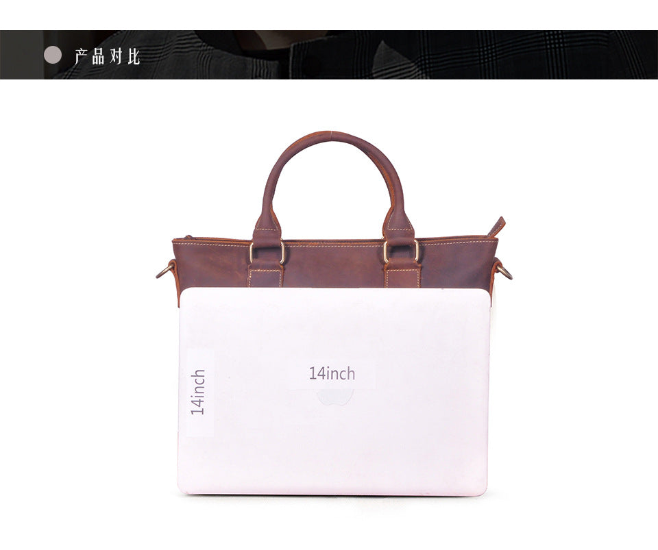 Men's Briefcase Handbag Cowhide Genuine Leather Retro Business Men Computer Bag