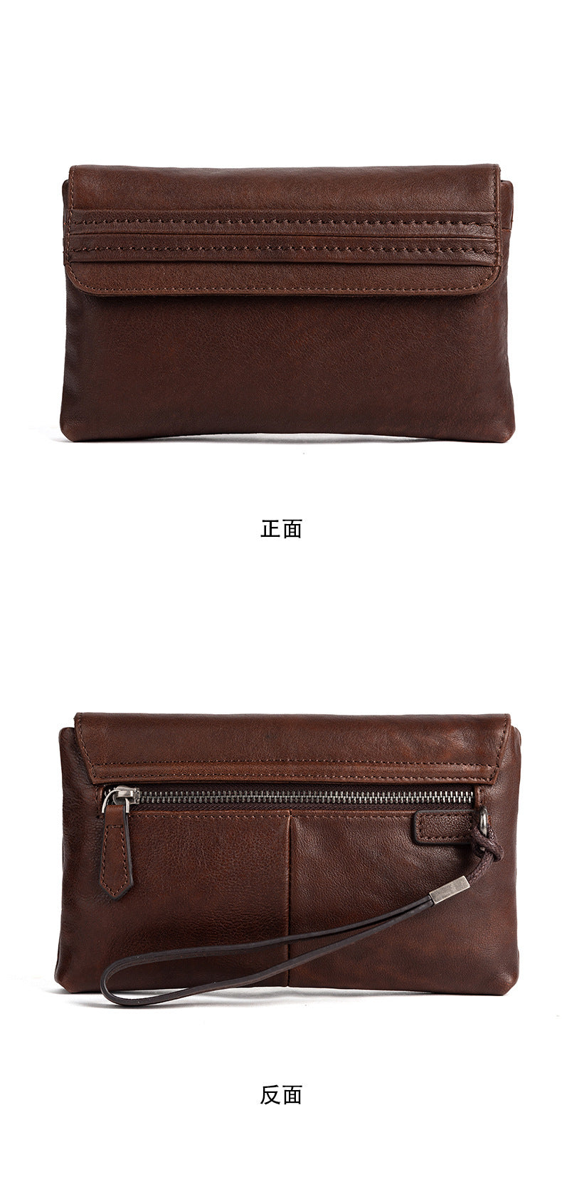Men's Clutch Bag Genuine Cowhide Leather Retro Casual Men's Handbag