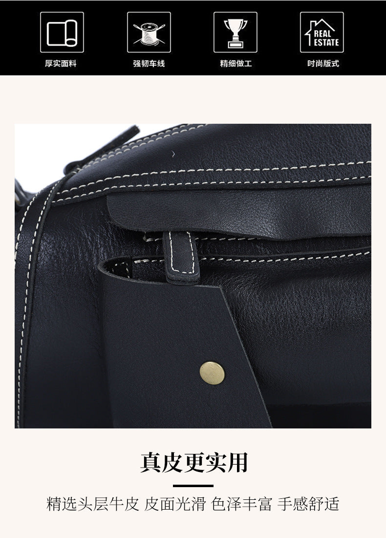 Men's Crossbody Bag Genuine Cowhide Leather Crazy Horse Fashion Commuter Shoulder Bag for Men