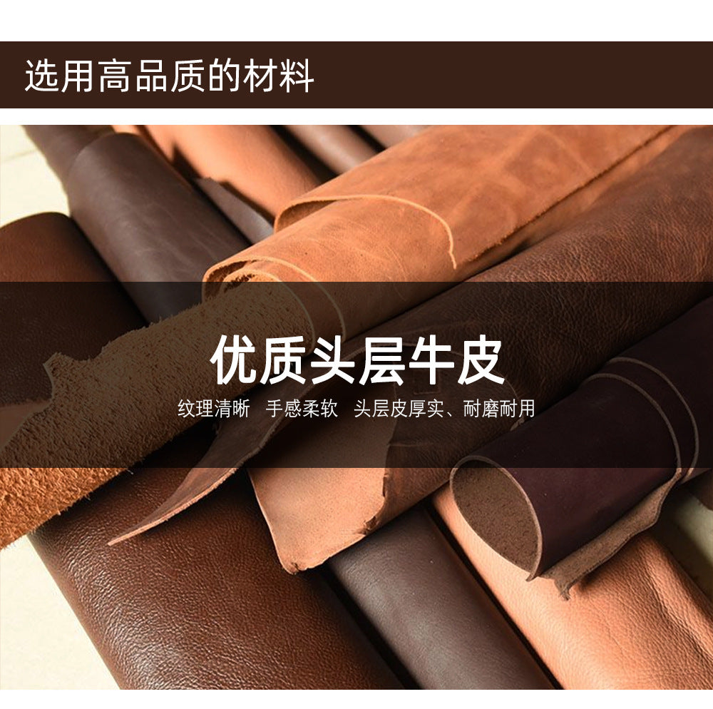 Men's waist pouch cowhide genuine leather fashion retro outdoor bust bag for men
