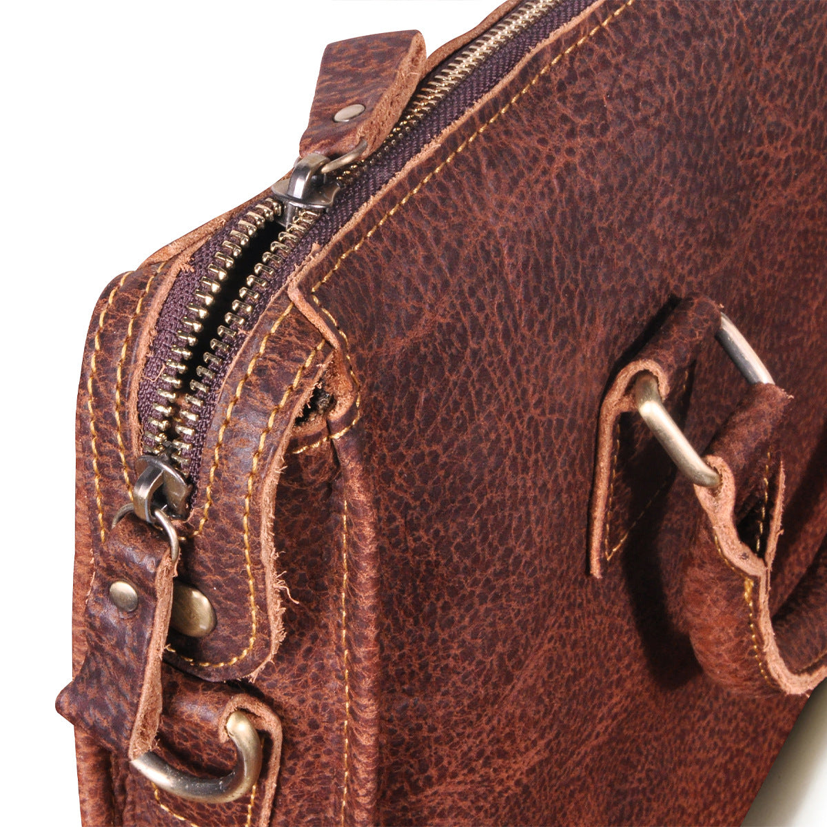 Men's Briefcase Crossbody Bag Cowhide Genuine Leather Retro Shoulder Bag Computer Bag