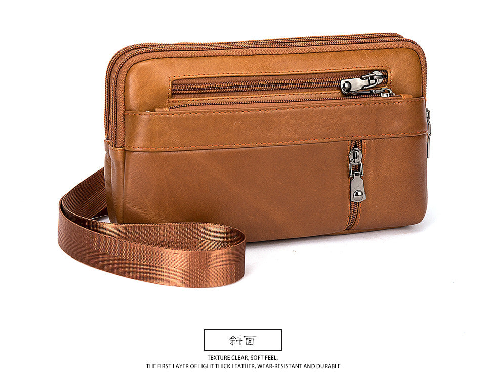 Men's Waist Pouch Cowhide Genuine Leather Retro Fashion Casual Outdoor Men's Bag
