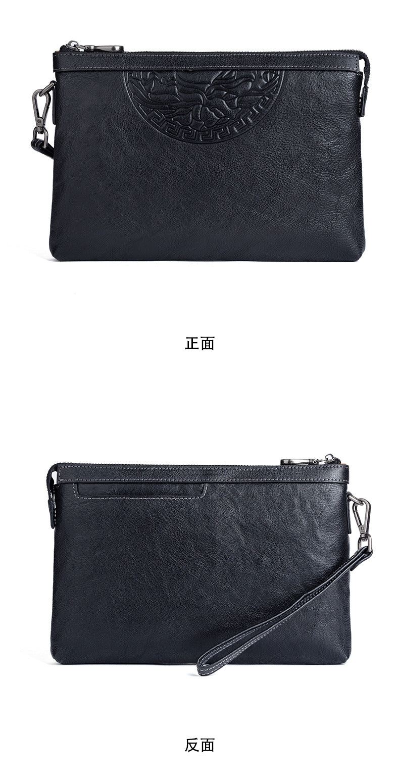 Men's Clutch Bag Genuine Cowhide Leather Retro Casual Men's Handbag