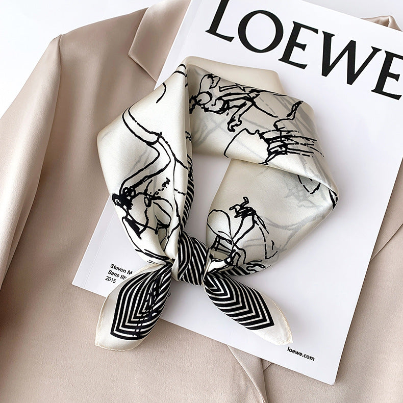 Silk scarf women fashion small scarf sheer decoration warm scarf temperament elegant
