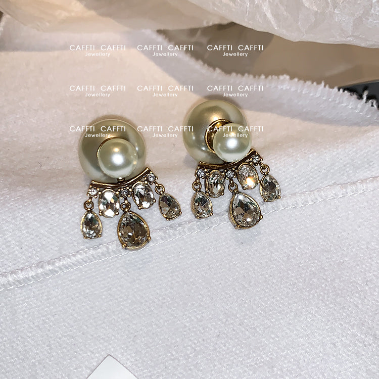 D large pearl earrings fringe earrings Retro earrings with a luxurious temperament that makes light of women's luxury
