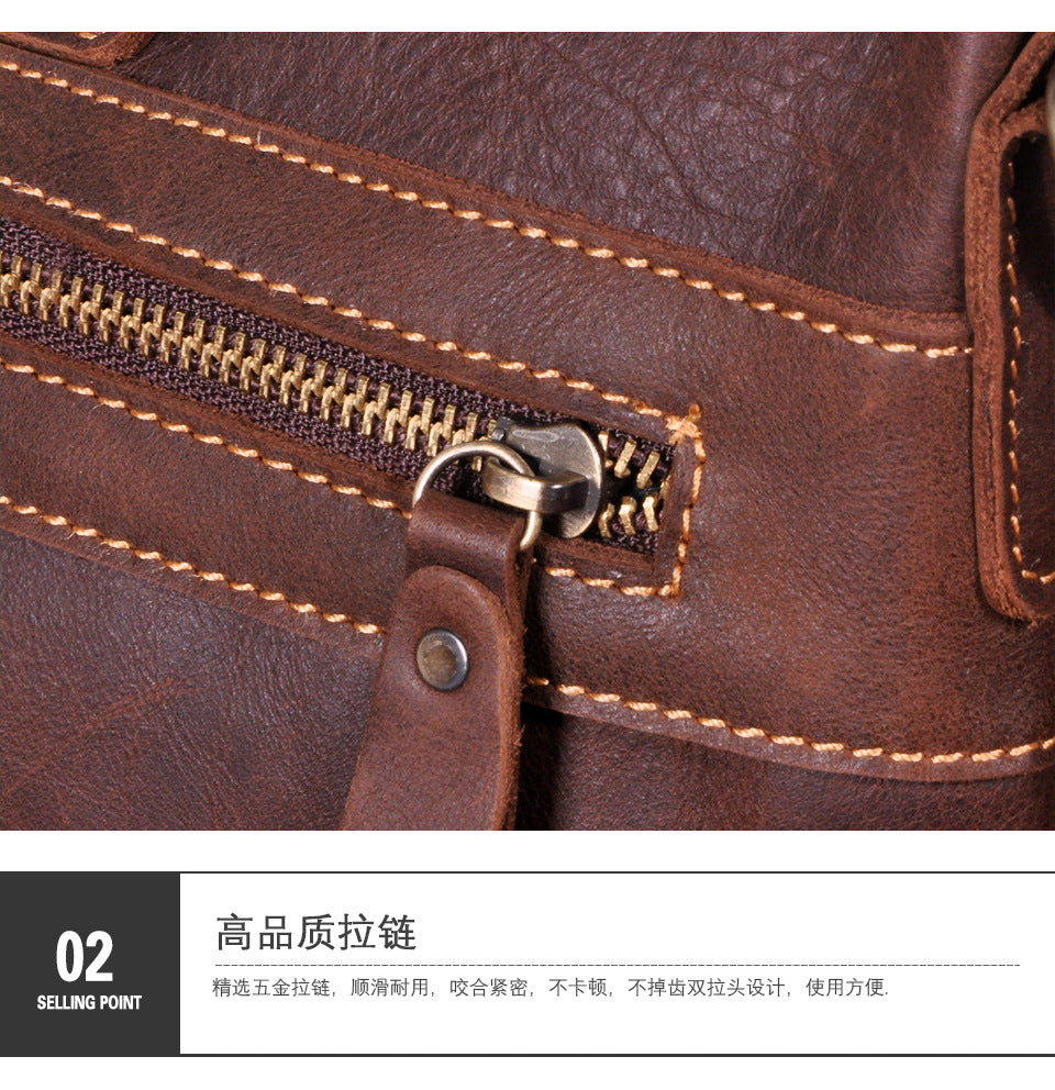 Men's Briefcase Crossbody Bag Cowhide Genuine Leather Retro Men's Shoulder Bag Handbag