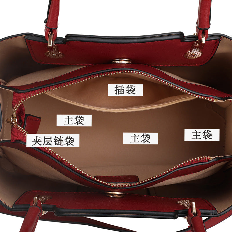 Ladies bag genuine leather handbag atmospheric fashion houndstooth splice shoulder bag temperament elegant handbag.bag