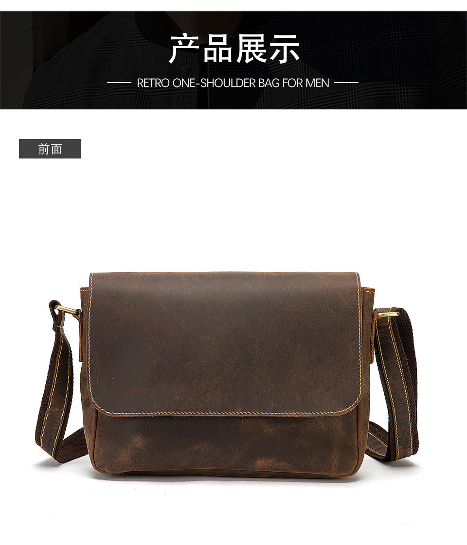 Men's shoulder bag Genuine cowhide leather retro crossbody bag for men