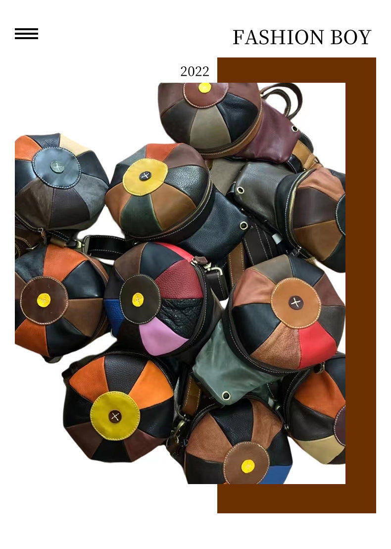 Men's Shoulder Bag Genuine Cowhide Leather Retro Fashion Hat Bag Bust Bag Men's Waist Pouch Crossbody Bag