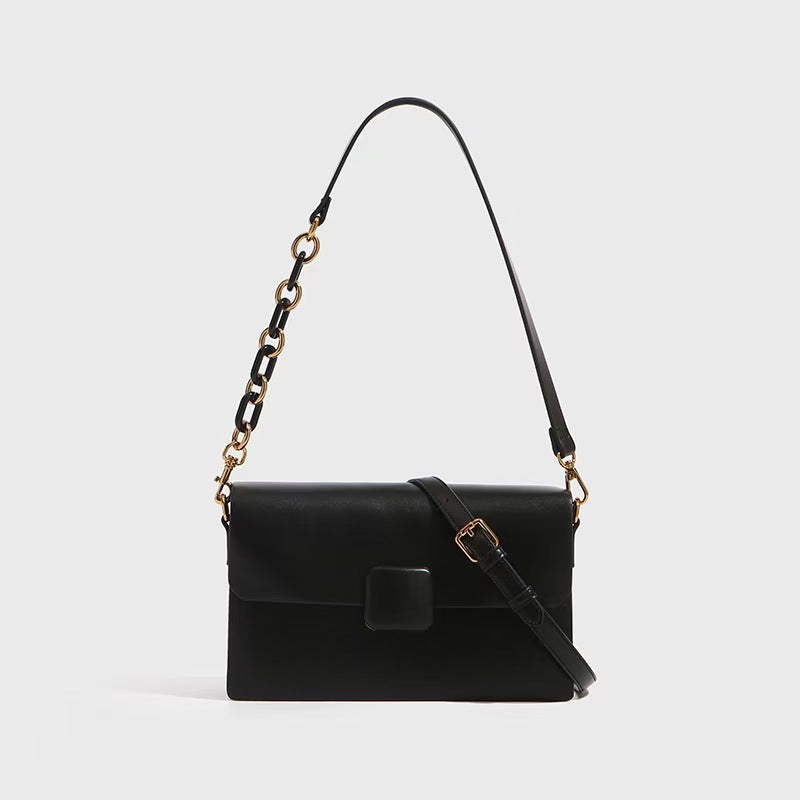 Acrylic chain back luxury genuine leather women's bag trendy fashion diagonal armpit bag shoulder bag.pochette