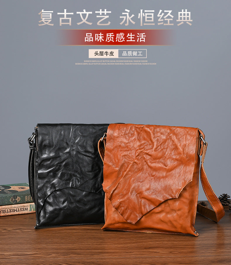 Men's Shoulder Bag Genuine Cowhide Leather Fashion Crossbody Bag for Men