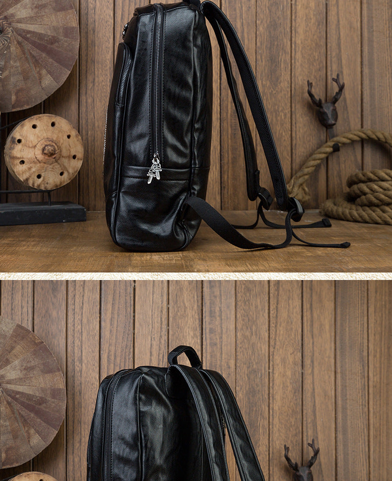 Men's Rucksack Genuine Cowhide Leather Handmade Original Unique Fashion Travel Bag for Men