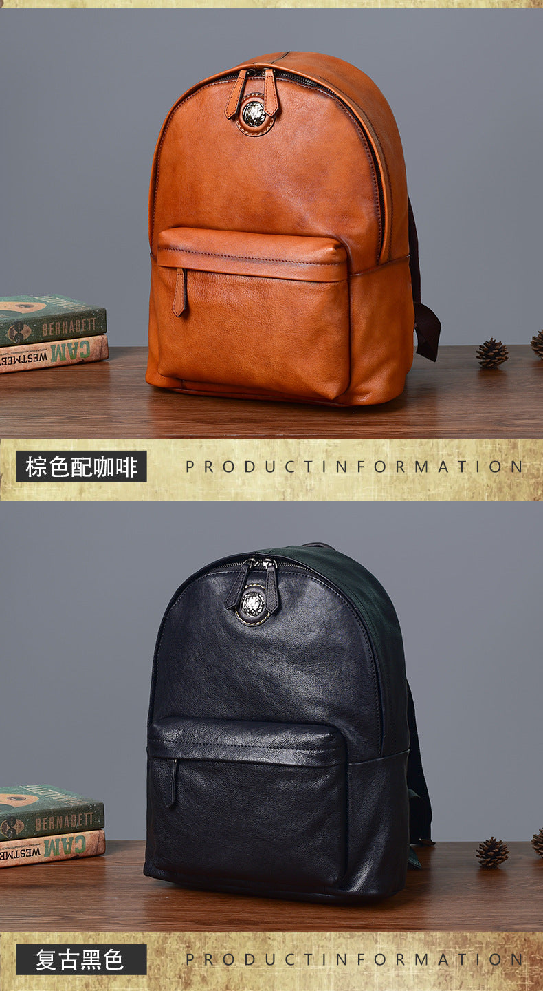 Men's backpack cowhide genuine leather fashion unique unisex travel bag
