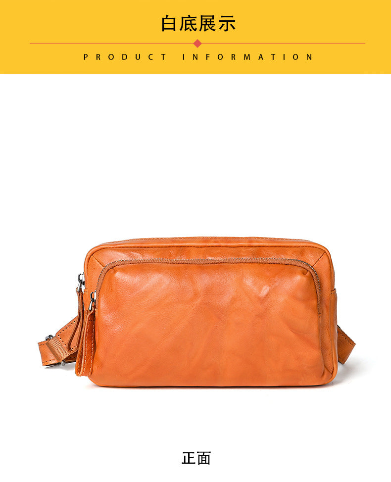 Men's Crossbody Bag Cowhide Genuine Leather Retro Casual Versatile Male Shoulder Bag Clutch Bag
