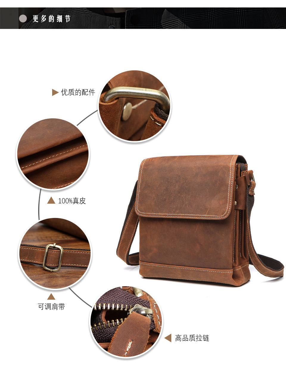 Men's Briefcase Cowhide Genuine Leather Retro Business Men Computer Bag