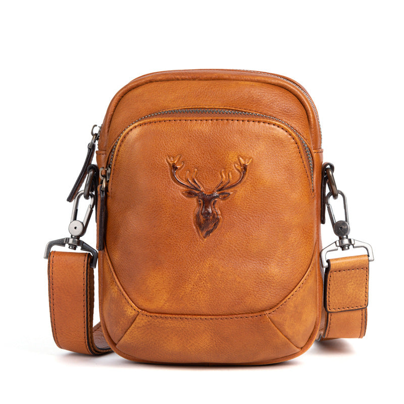 Men's Bust Bag Versatile Cowhide Genuine Leather Retro Casual Crossbody Bag for Men