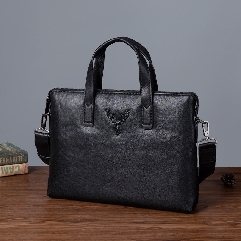 Men's Briefcase Cowhide Genuine Leather Casual Men's Handbag File Bag
