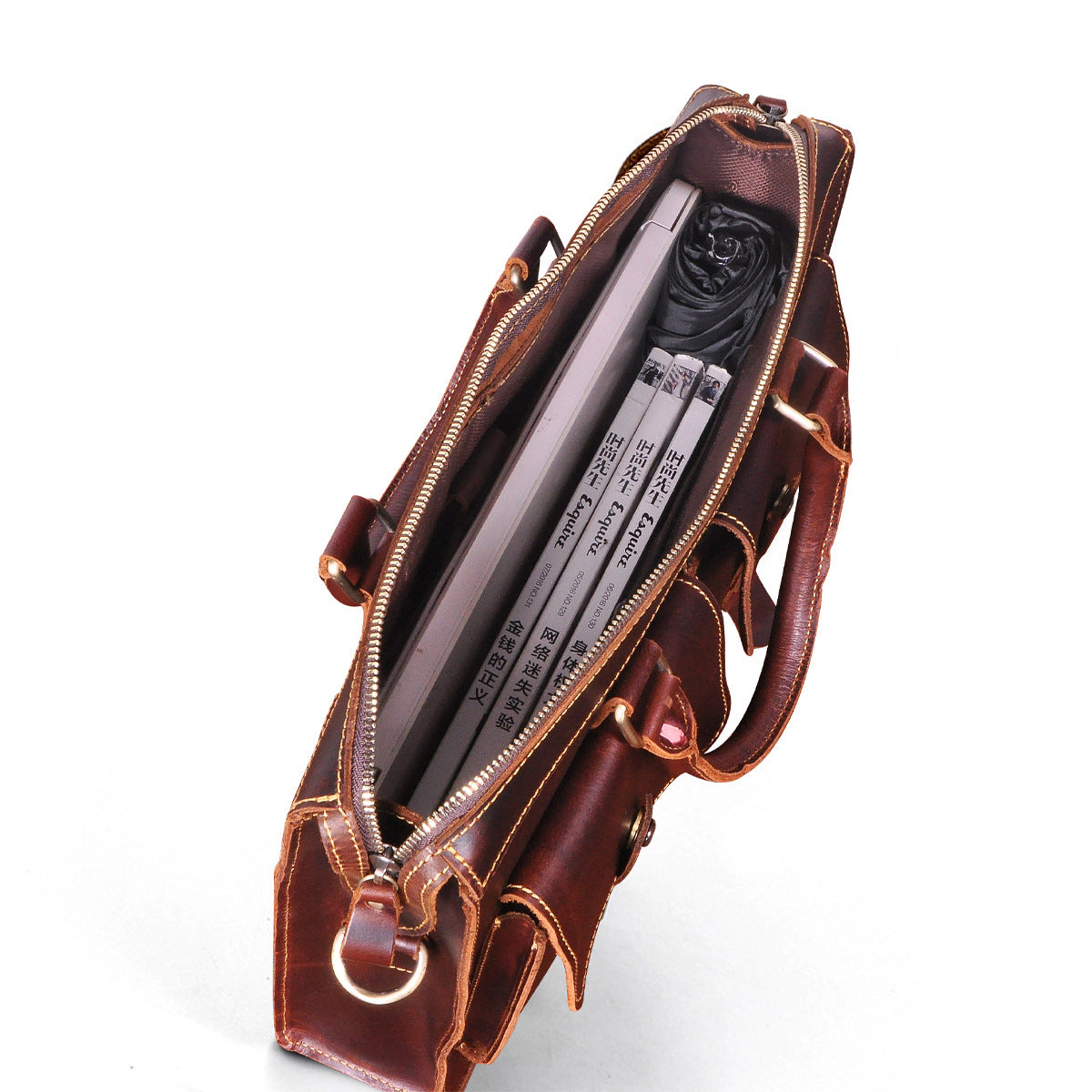 Men's Handbag Briefcase Cowhide Genuine Leather Retro Business Men Computer Bag