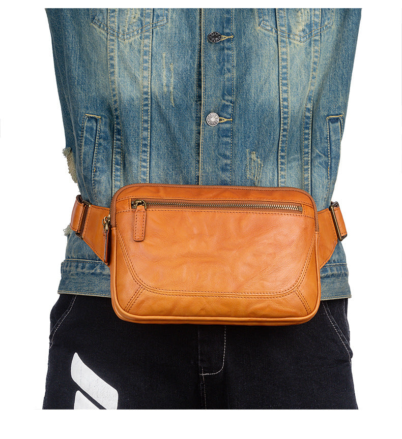 Men's Shoulder Bag Genuine Cowhide Leather Retro Crossbody Bag for Men