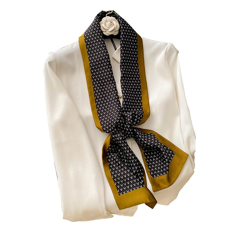 Scarf V-shaped flat corner small neckerchief combined with decorations on the outside of suit shirt hair band women