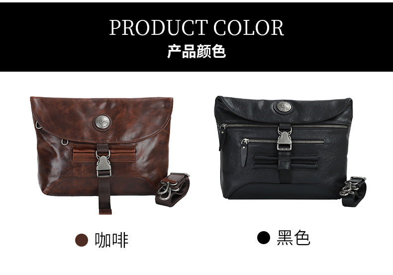 Men's Shoulder Bag Genuine Cowhide Leather Crazy Horse Retro Men's Crossbody Bag