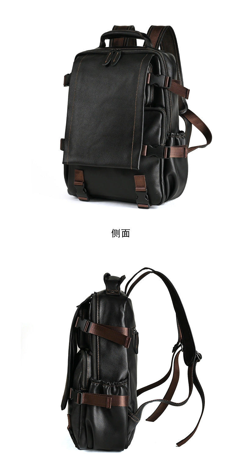 Men's backpack cowhide genuine leather business casual computer bag fashion large capacity travel bag for men