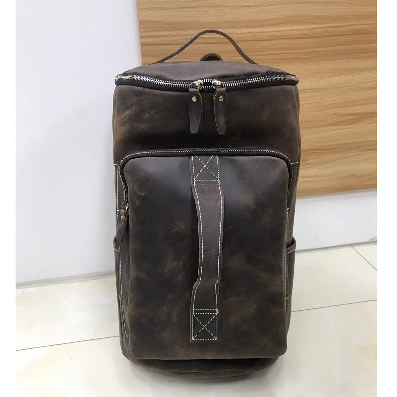 Men's backpack cowhide genuine leather Crazy Horse casual business large capacity fashion travel bag