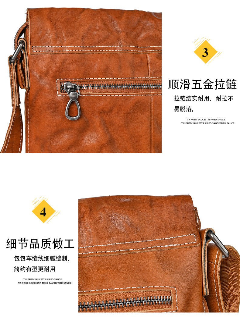 Men's Shoulder Bag Genuine Cowhide Leather Fashion Crossbody Bag for Men