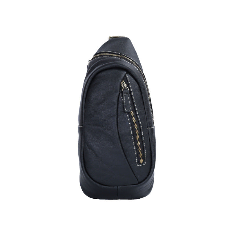 Men's Bust Bag Cowhide Soft Leather Casual Sports Crossbody Bag for Men Smartphone Pouch