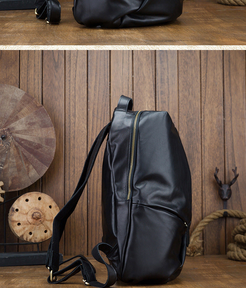 Men's backpack handmade cowhide genuine leather simple casual fashion travel bag