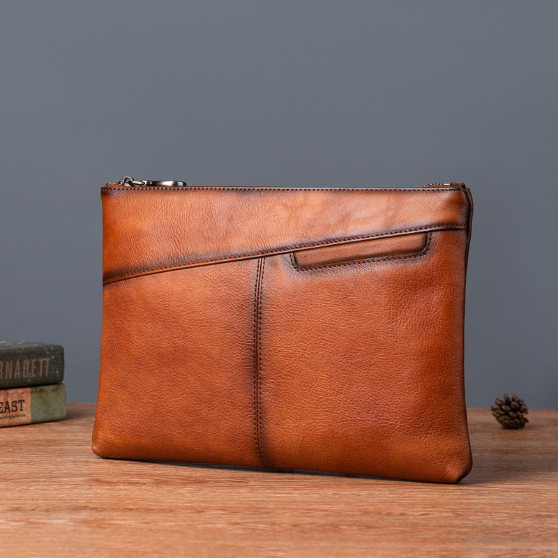 Men's Wallet Cowhide Genuine Leather Clutch Bag Retro Casual Men's Handbag