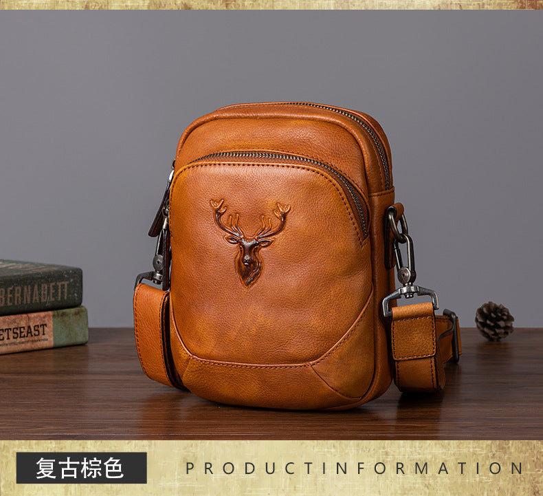 Men's Bust Bag Versatile Cowhide Genuine Leather Retro Casual Crossbody Bag for Men