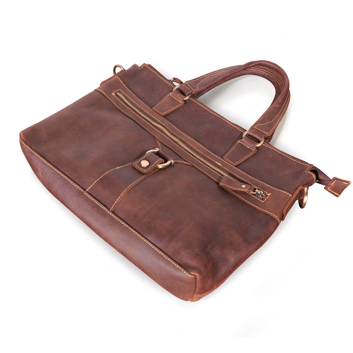 Men's Briefcase Crossbody Bag Cowhide Genuine Leather Retro Men's Shoulder Bag Handbag
