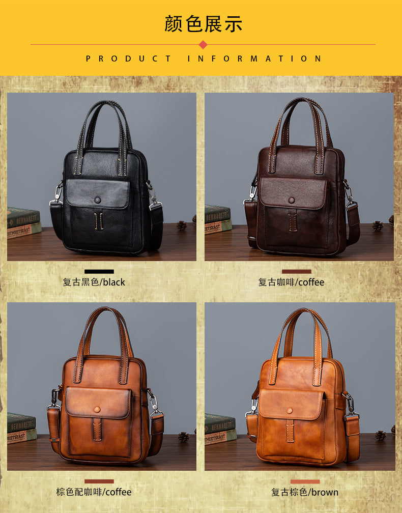 Men's Crossbody Bag Genuine Cowhide Leather Retro Casual Men's Handbag