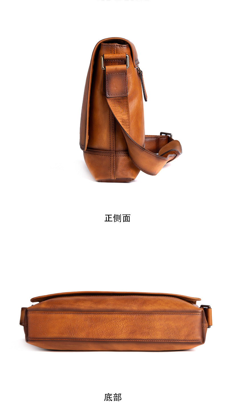 Men's Shoulder Bag Genuine Cowhide Leather Retro Casual Male Crossbody Bag