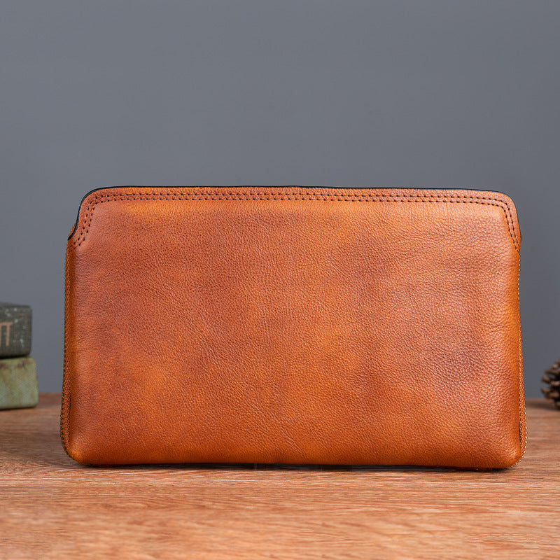 Men's Clutch Bag Genuine Cowhide Leather Practical Retro Casual Men Bag